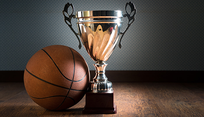 Basketball ball and a cup