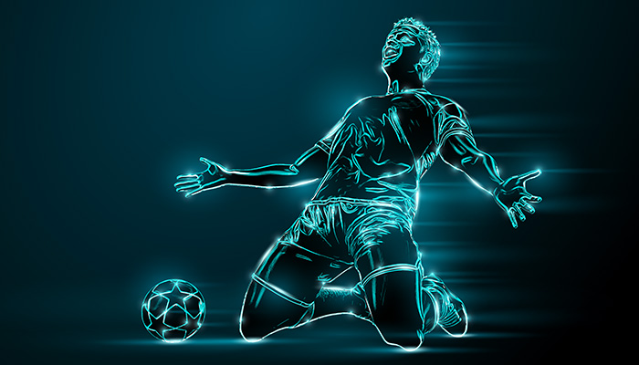 A soccer player siluete