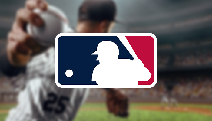 MLB Logo on a backgroung of MLB Player