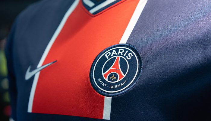 An image of a Paris Saint German kit with the club logo