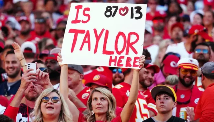 A Taylor Swift fan at the Kansas City Chiefs game.