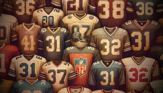 Collage of vintage NFL jerseys