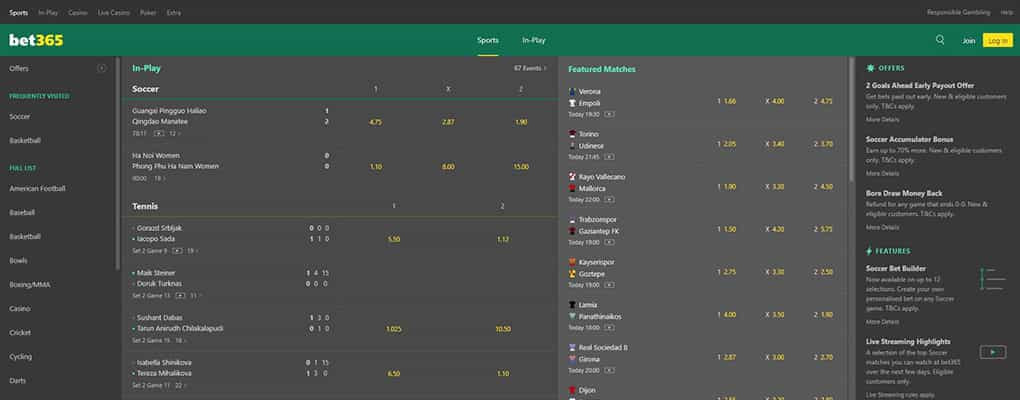An Overview of the Available Sports to Bet on at Bet365