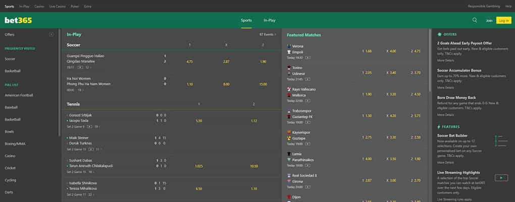 An Overview of the Available Sports to Bet on at bet365