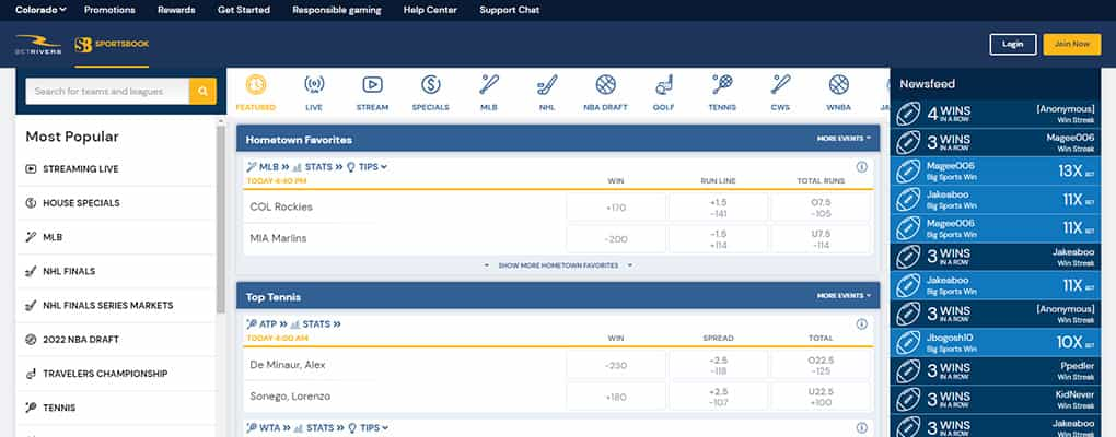 An overview of the BetRivers Colorado betting sports
