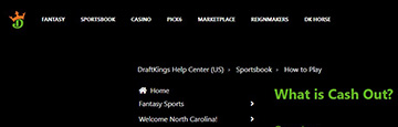 DraftKings online sportsbook early cash out display