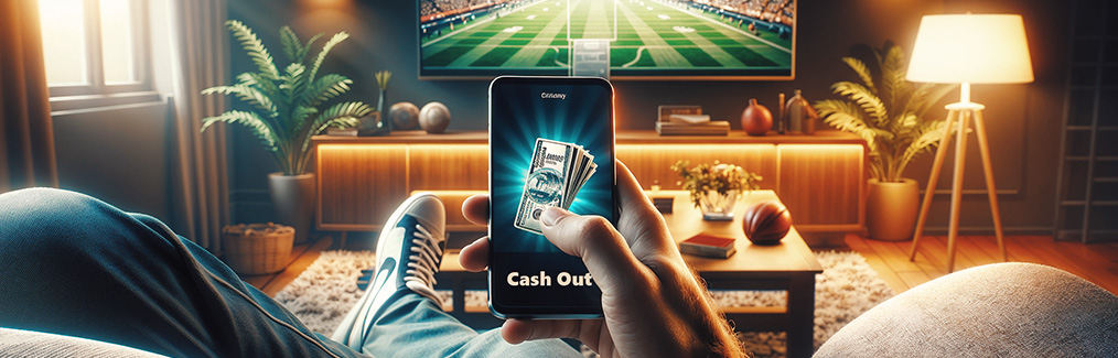 Person holding cellphone while sitting on sofa in living room