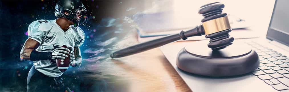 Football Player and a Gavel on a Computer