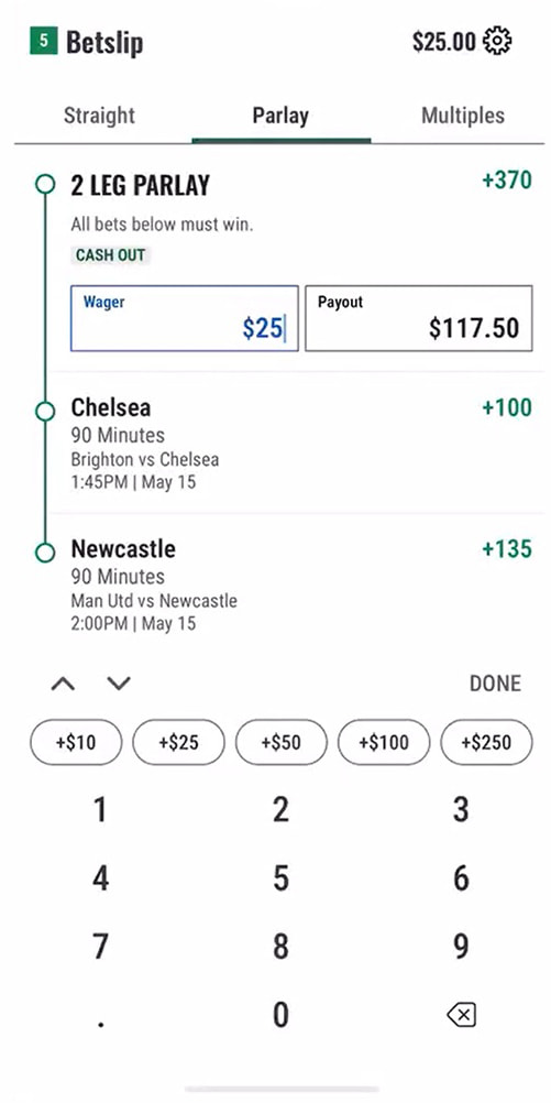 Parlay betslip