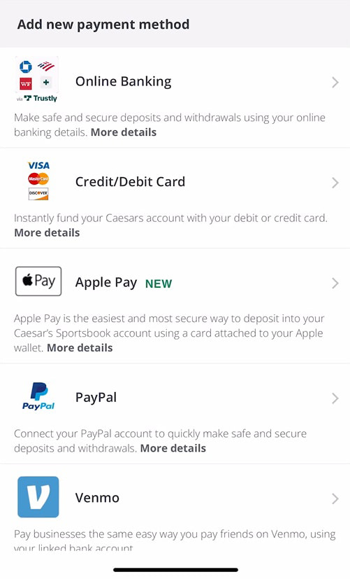 Select a deposit option