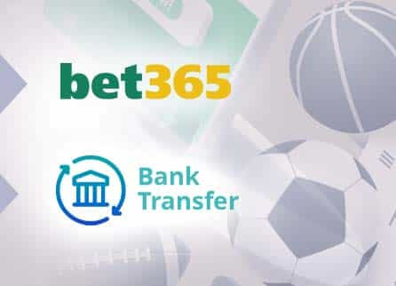 bet365 logo, Bank Transfer logo, and diverse sports related equipment