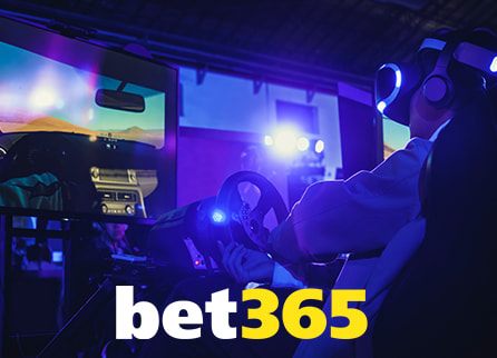 bet365 logo and man playing a modern simulator with VR head set