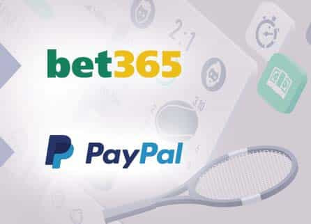 bet365 logo, PayPal logo, and diverse sports related equipment