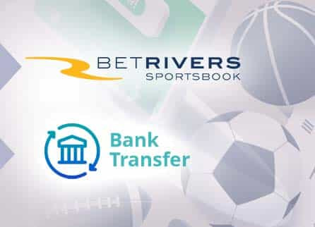 BetRivers logo, Bank Transfer logo, and diverse sports related equipment