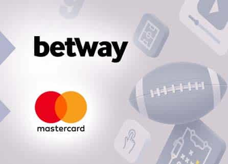 Betway logo, Mastercard logo, and diverse sports related equipment
