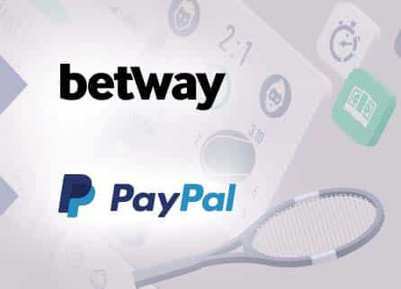 Betway logo, PayPal logo, and diverse sports related equipment