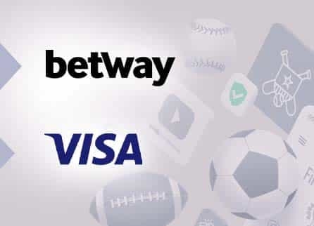 Betway logo, Visa logo, and diverse sports related equipment