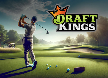 DraftKings logo with golfer playing on course