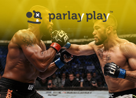 ParlayPlay logo with two UFC fighters competing