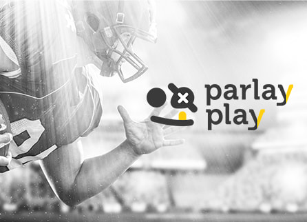 ParlayPlay logo and football player holding ball