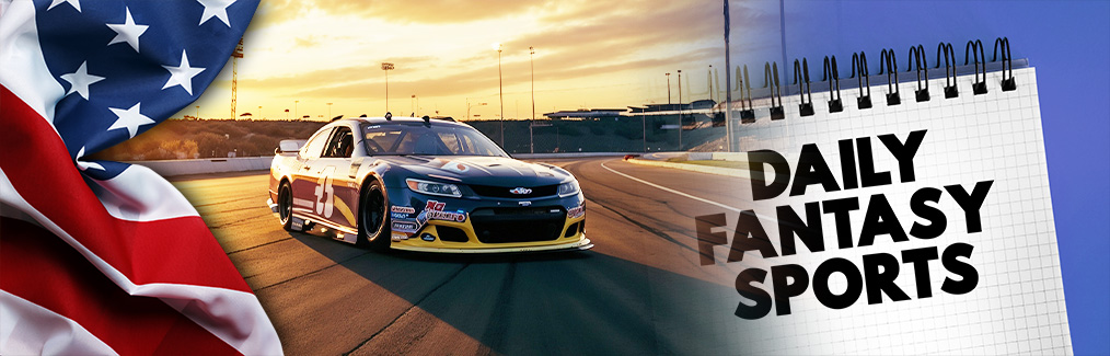 American flag, NASCAR on track, and a note pad