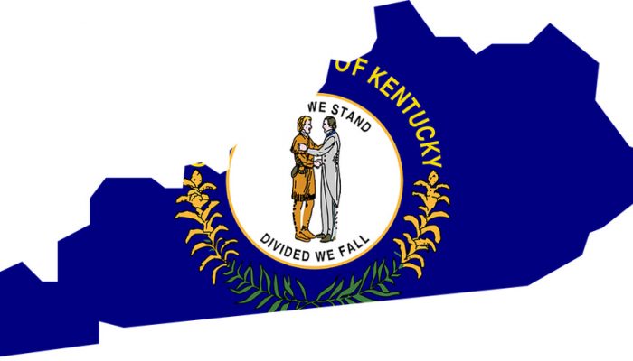 Map of Kentucky with State Flag