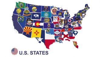 Map of US States with Flags