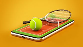 Person Betting on Tennis with Smartphone