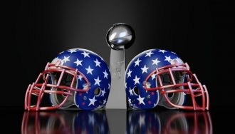Football Helmets and Trophy