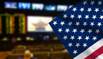 A Collage of the USA Flag and Sportsbook Interior
