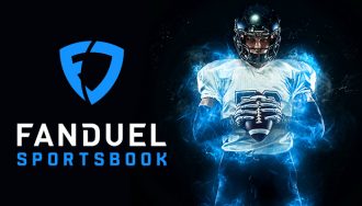 Fanduel Sportsbook Logo Next to a Football Player