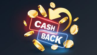 Cash Back Sign with Gold Coins and Arrow Around It
