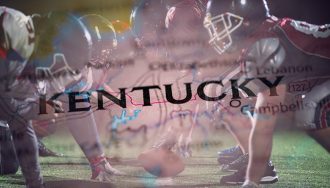 Kentucky State Map Blurred Over American Football Players