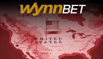 WynnBET Logo over the USA Map in Red