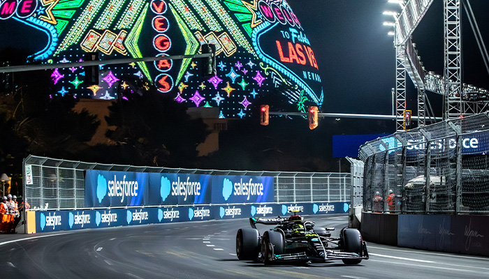 Formula 1 Cars Racing in Las Vegas Grand Prix