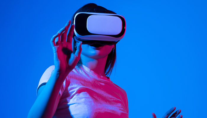 A man wearing VR goggles