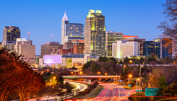 An evening in downtown Raleigh, North Carolina