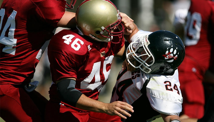 A football tackle in college athletics